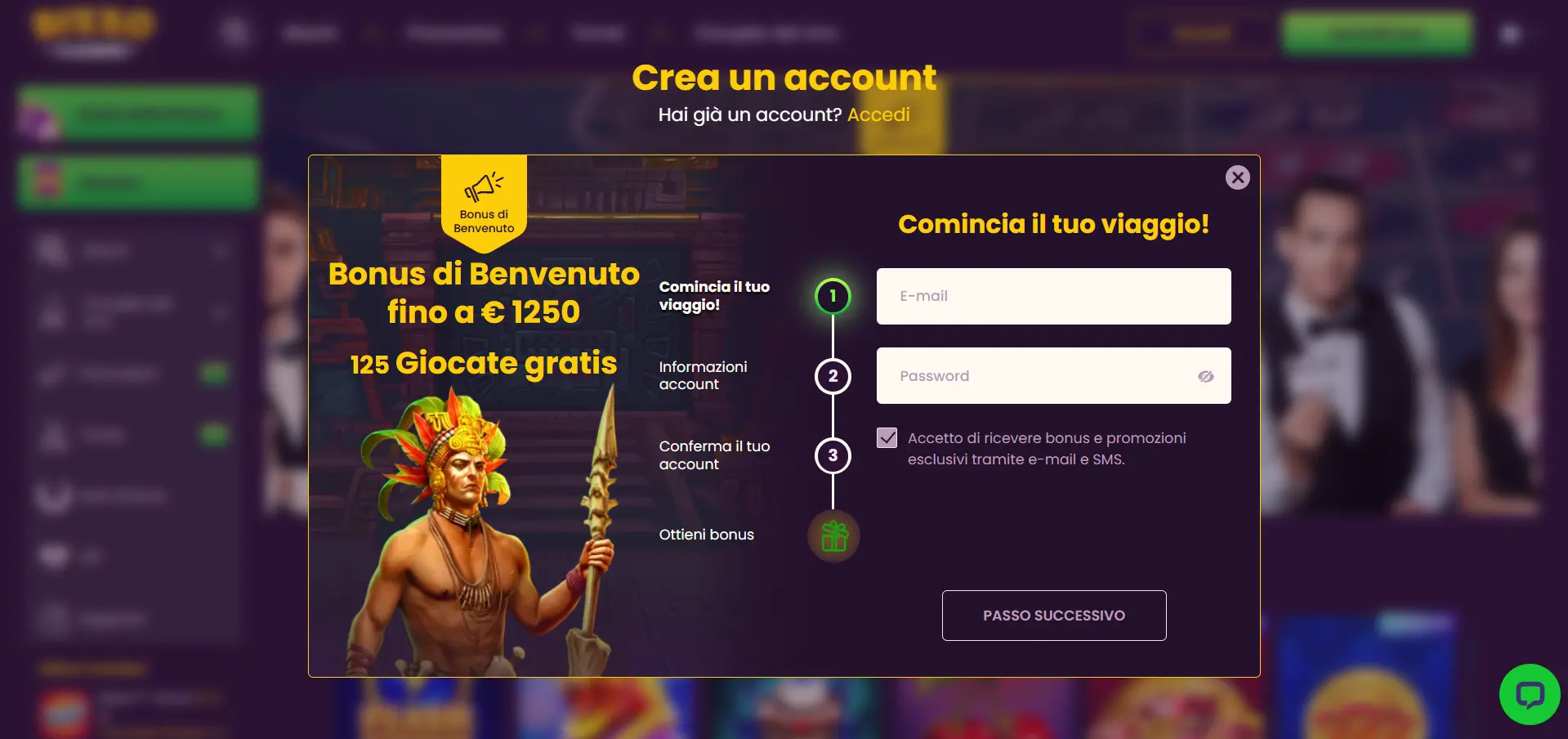 Come registrarsi su Bizzo casino - procedura di iscrizione
